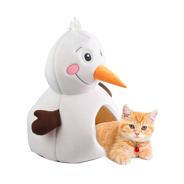 PAWISE Christmas Snowman Cat Bed Soft Kitty Tent Pet Cave for Small Cats