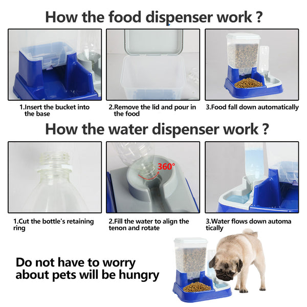 PAWISE Pet Feeder Food Dispenser Dog Self-Feeding Bowl Cat Automatic Feeder 5L Capacity