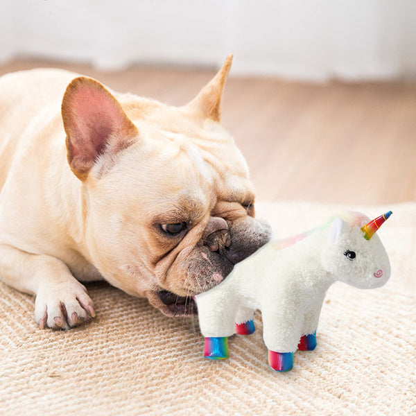 PAWISE Squeaky Pet Dog Toy Plush Dog Toy for Puppy Unicorn Animal Puppy Fetch Interactive Play