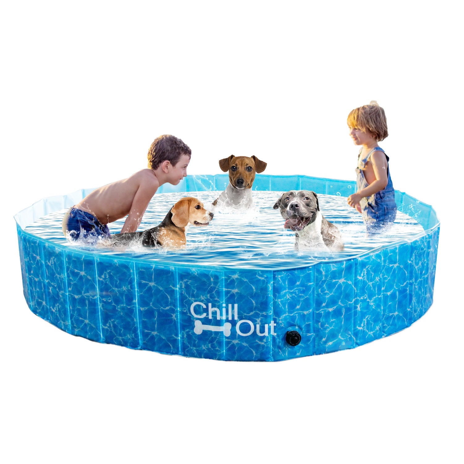 ALL FOR PAWS Dog Pool,Dog Pools for Large Dogs,High Density Fiberboard Foldable Dog Pool,Indoor & Outdoor Pool for Dogs and Kids,63“