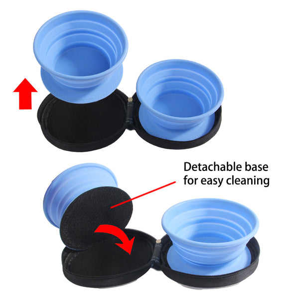 PAWISE Collapsible Dog Bowl Foldable Travel Bowl Expandable Bowl for Cat Portable Food Water Feeding Travel Bowl with Carabiner (2 Pack)