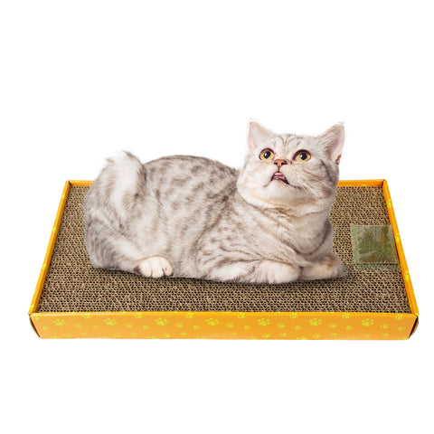 PAWISE Cat Scratcher Floor Cardboard Scratching Lounge Reversible Kitty Relaxing Scratching Pad Interactive Toy