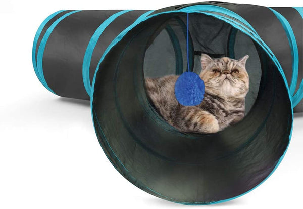 PAWISE Cat Toys Cat Tunnel and Cat Cube Pop Up Collapsible Kitten Indoor Outdoor Toys