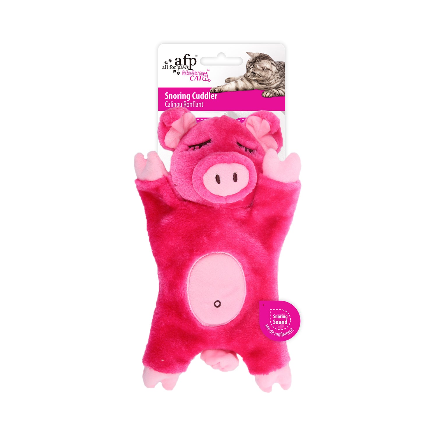 All for Paws Cat Snoring Cuddler Pig, Calming Cat Snuggle Toys, Cat Anxiety Toy Comfort Your Kittens